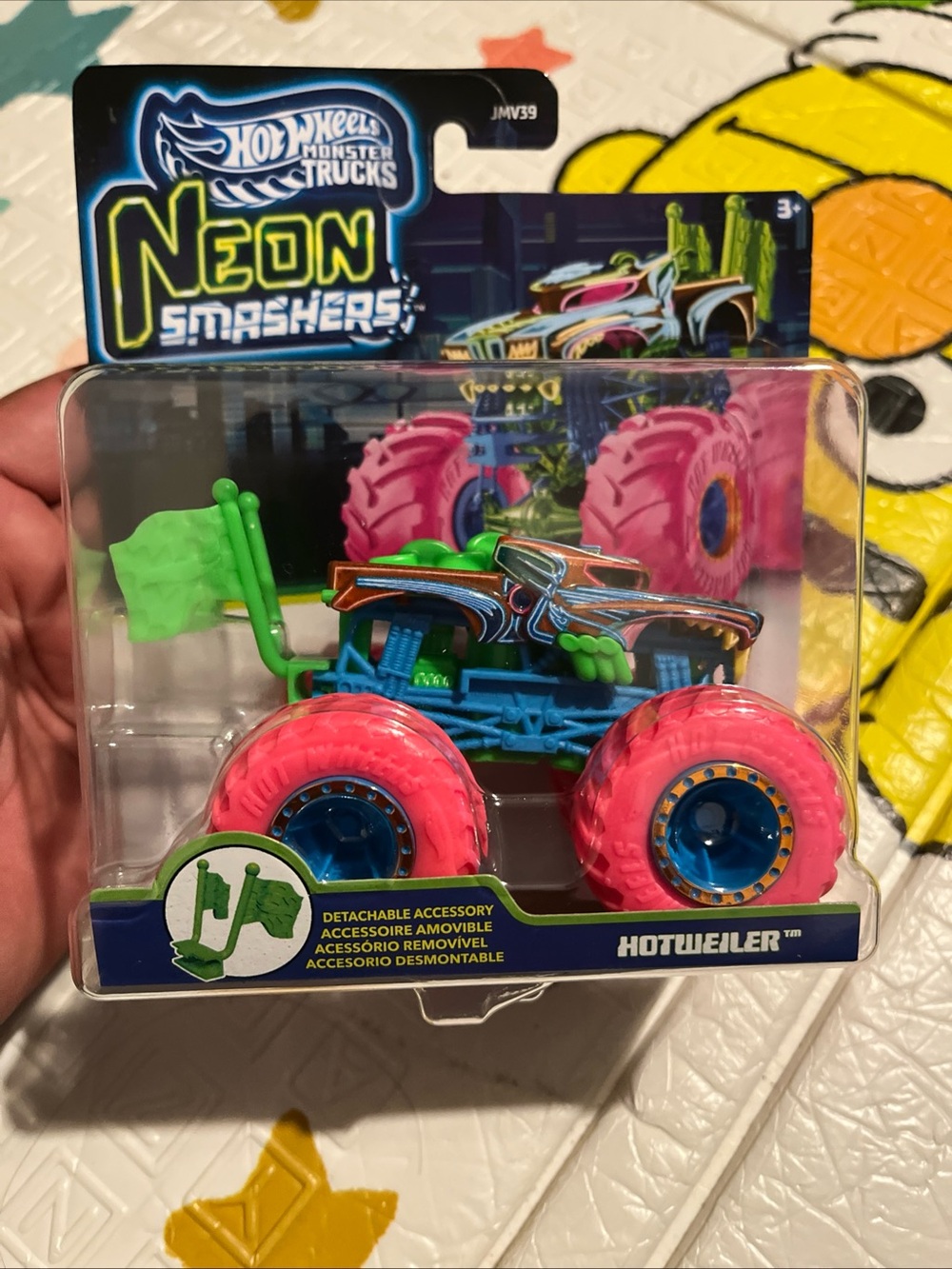 Hot Wheels Neon Smashers Hotweiler Monster Truck - Pink & Green